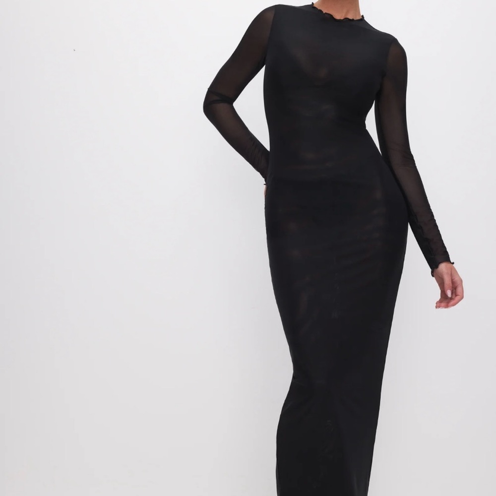 Good American Black Sheer Maxi Dress